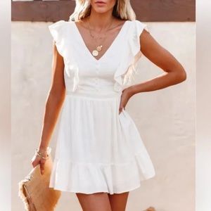 NWT Vici Althea Cotton Blend Babydoll Dress - Off White - Size Large